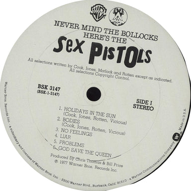 Sex Pistols Never Mind The Bollocks - Columbia House Club Edition US vinyl LP album (LP record) SEXLPNE269366