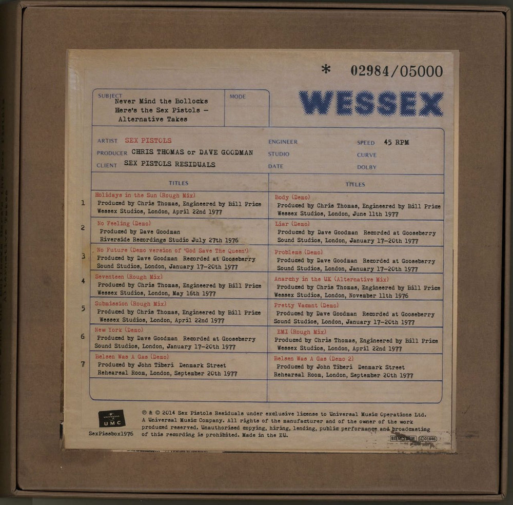 Sex Pistols Never Mind The Bollocks Here's The Sex Pistols - RSD14 - Sealed UK 7" single box set SEX7XNE646681