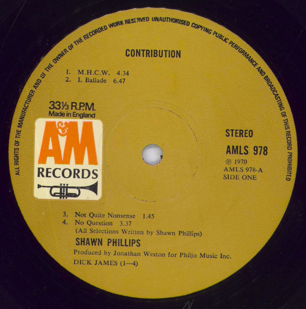 Shawn Phillips Contribution UK vinyl LP album (LP record) SHWLPCO830014