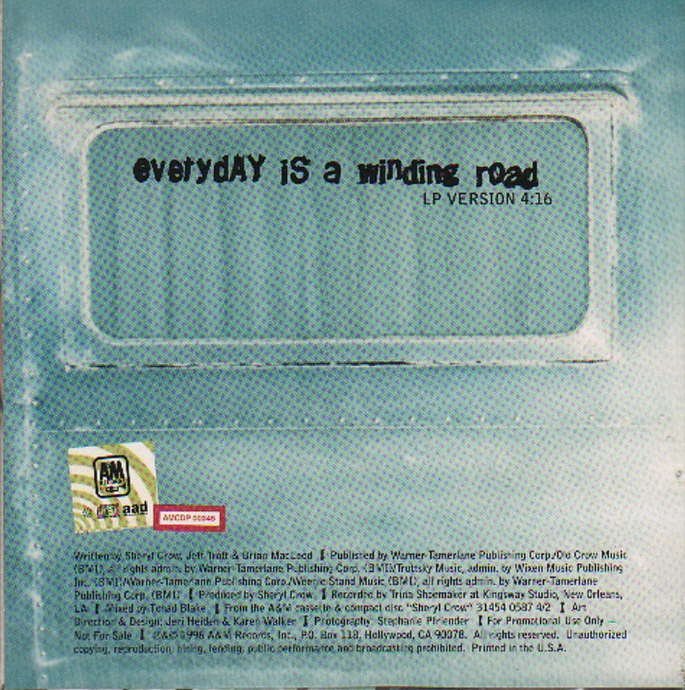 Sheryl Crow Everyday Is A Winding Road US Promo CD single (CD5 / 5") SCWC5EV78574