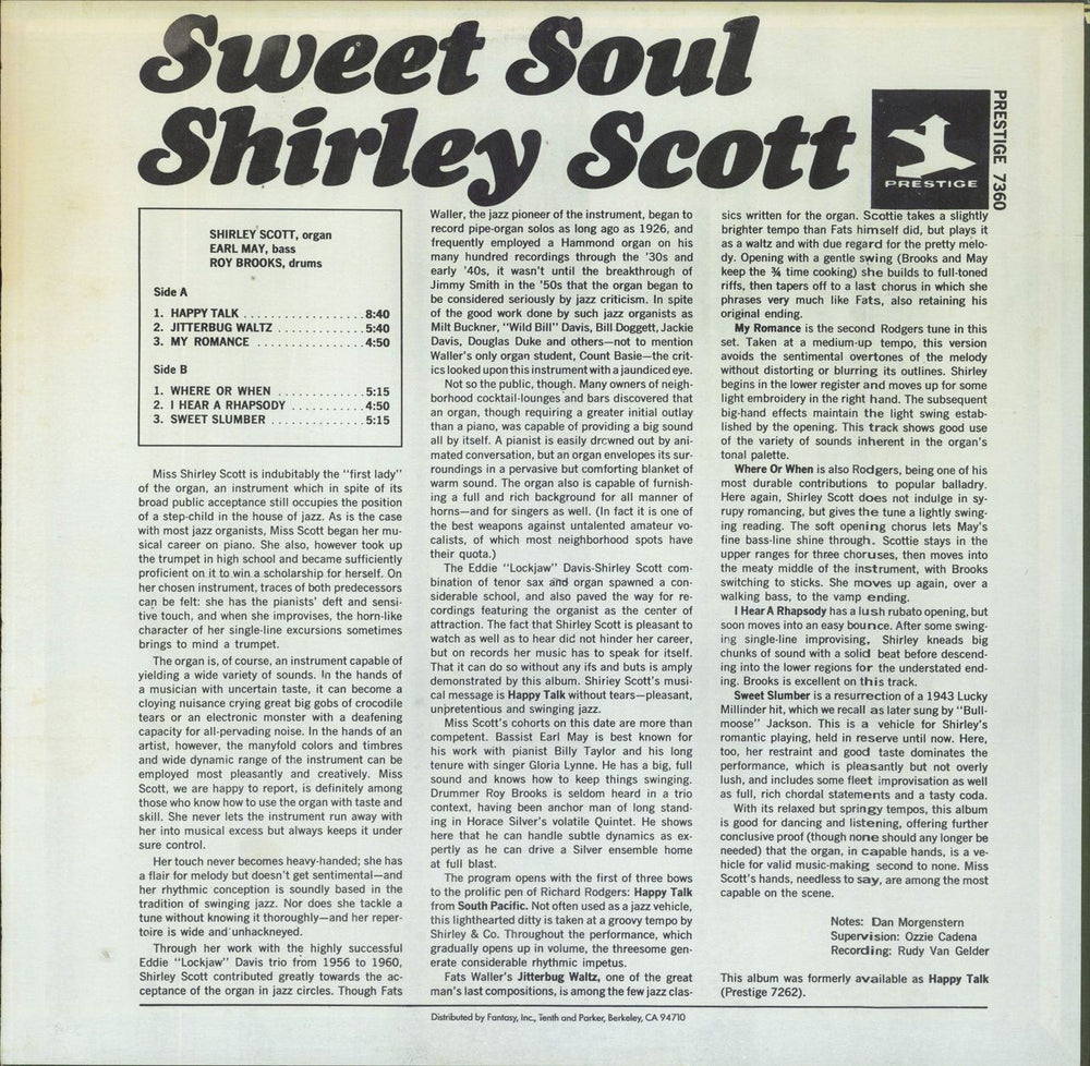 Shirley Scott Sweet Soul US vinyl LP album (LP record)