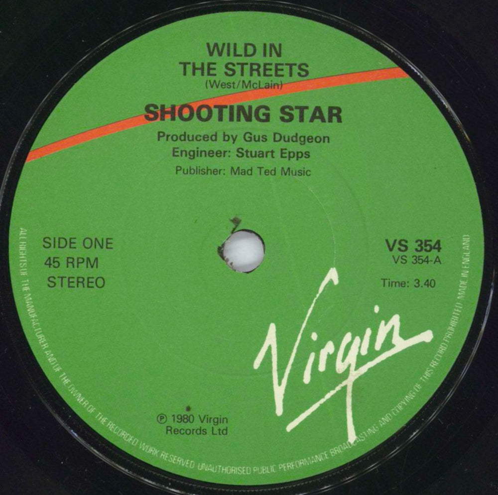 Shooting Star Wild In The Streets UK 7" vinyl single (7 inch record / 45) 9SS07WI819896