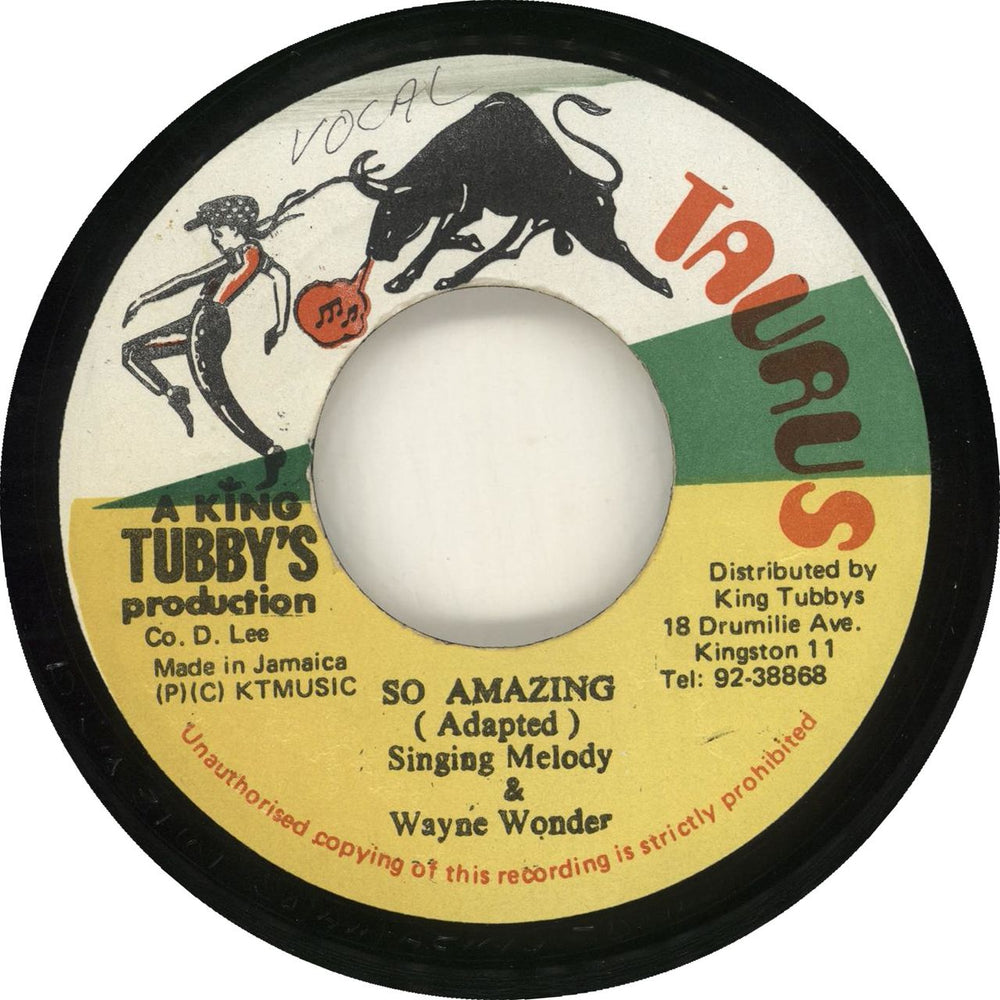 Singing Melody So Amazing Jamaican 7" vinyl single (7 inch record / 45)