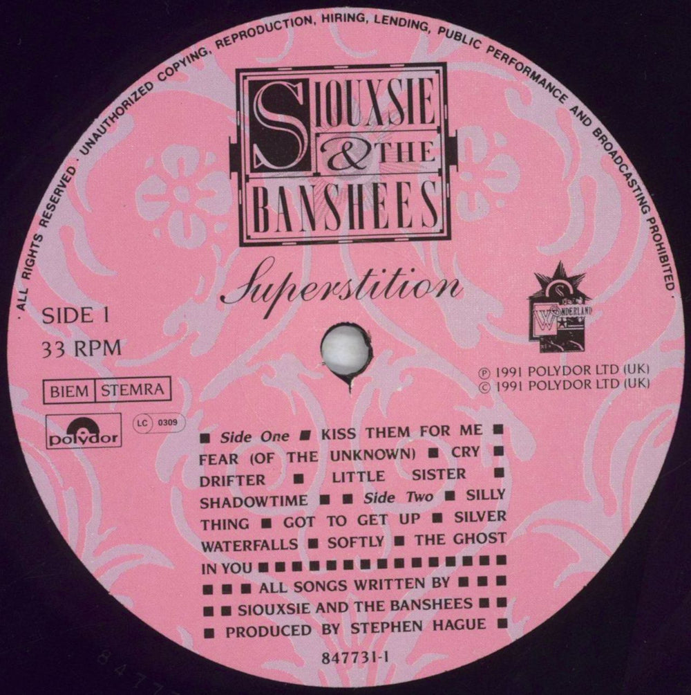 Siouxsie & The Banshees Superstition UK vinyl LP album (LP record) SIOLPSU279197