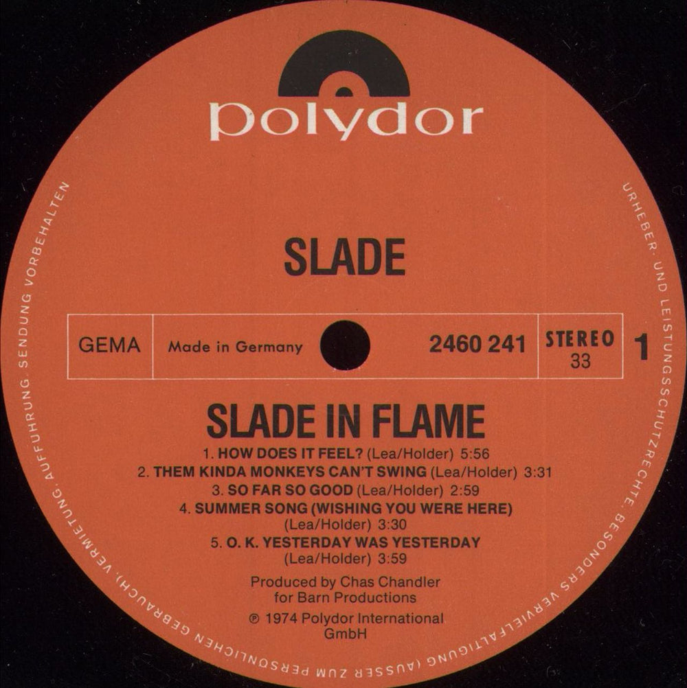 Slade Slade In Flame - Hype Stickered German vinyl LP album (LP record) SDELPSL727555