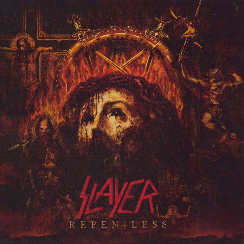 Slayer Repentless - Clear with Red/Blue Splatter UK vinyl LP album (LP record) NB3359-1