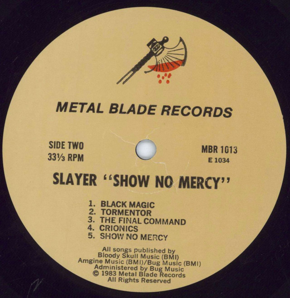 Slayer Show No Mercy - Tan Labels US vinyl LP album (LP record)