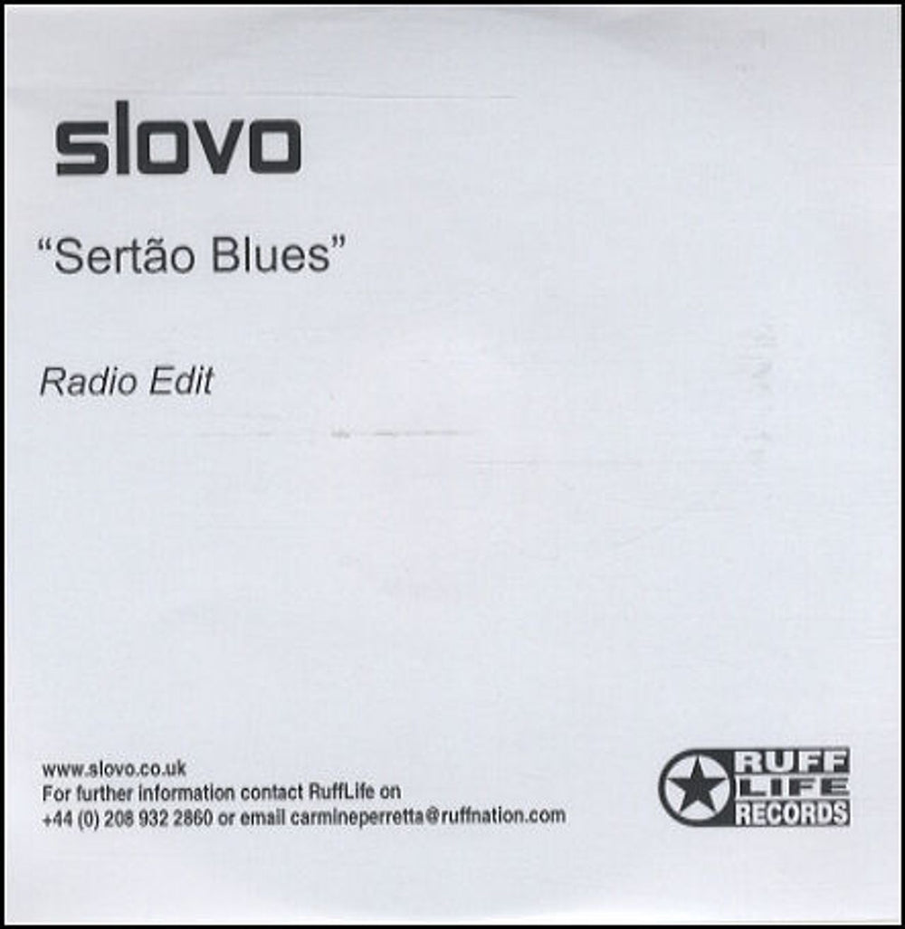 Slovo Sertão Blues Radio Edit UK Promo CD-R acetate CDR-ACETATE