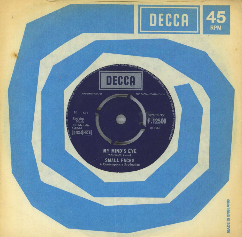 Small Faces My Mind's Eye - 2nd UK 7" vinyl single (7 inch record / 45) F.12500