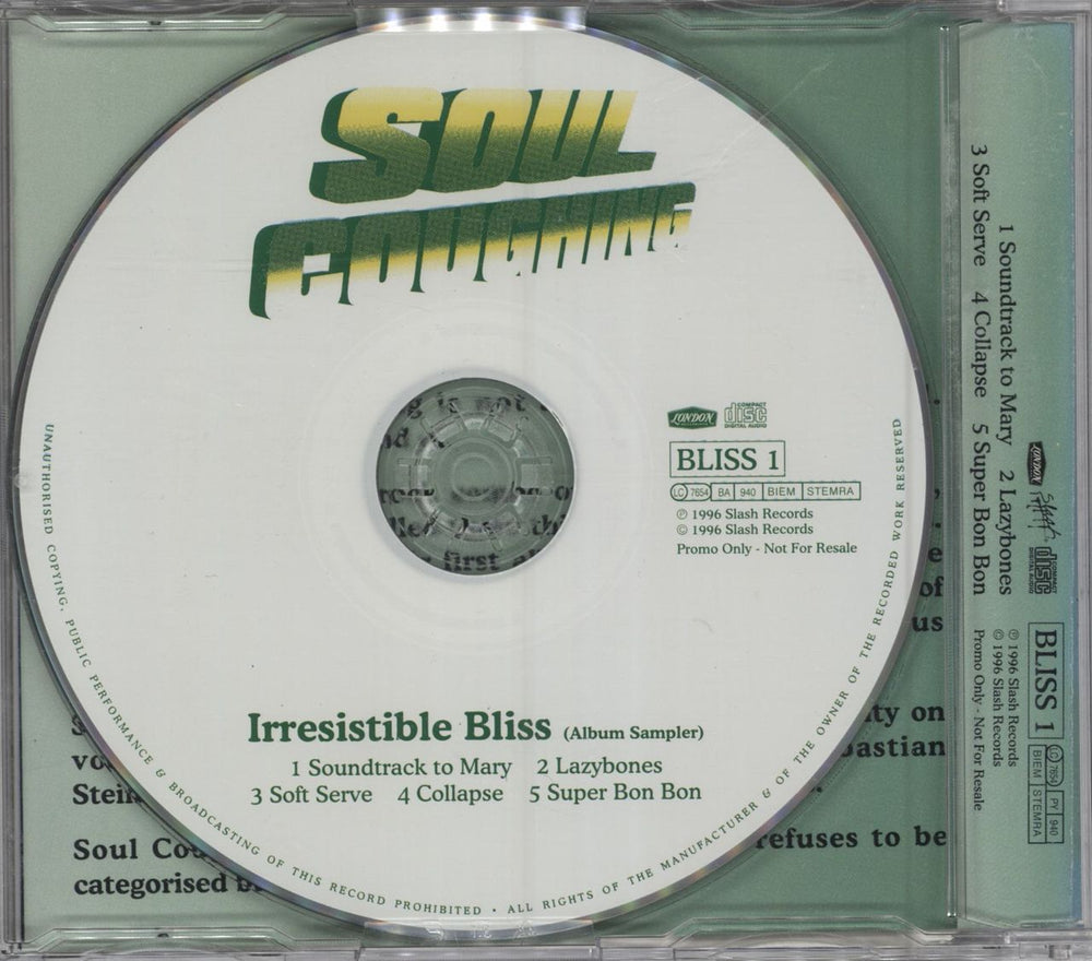 Soul Coughing Irresistible Bliss Album Sampler UK Promo CD single (CD5 / 5") OUGC5IR126408