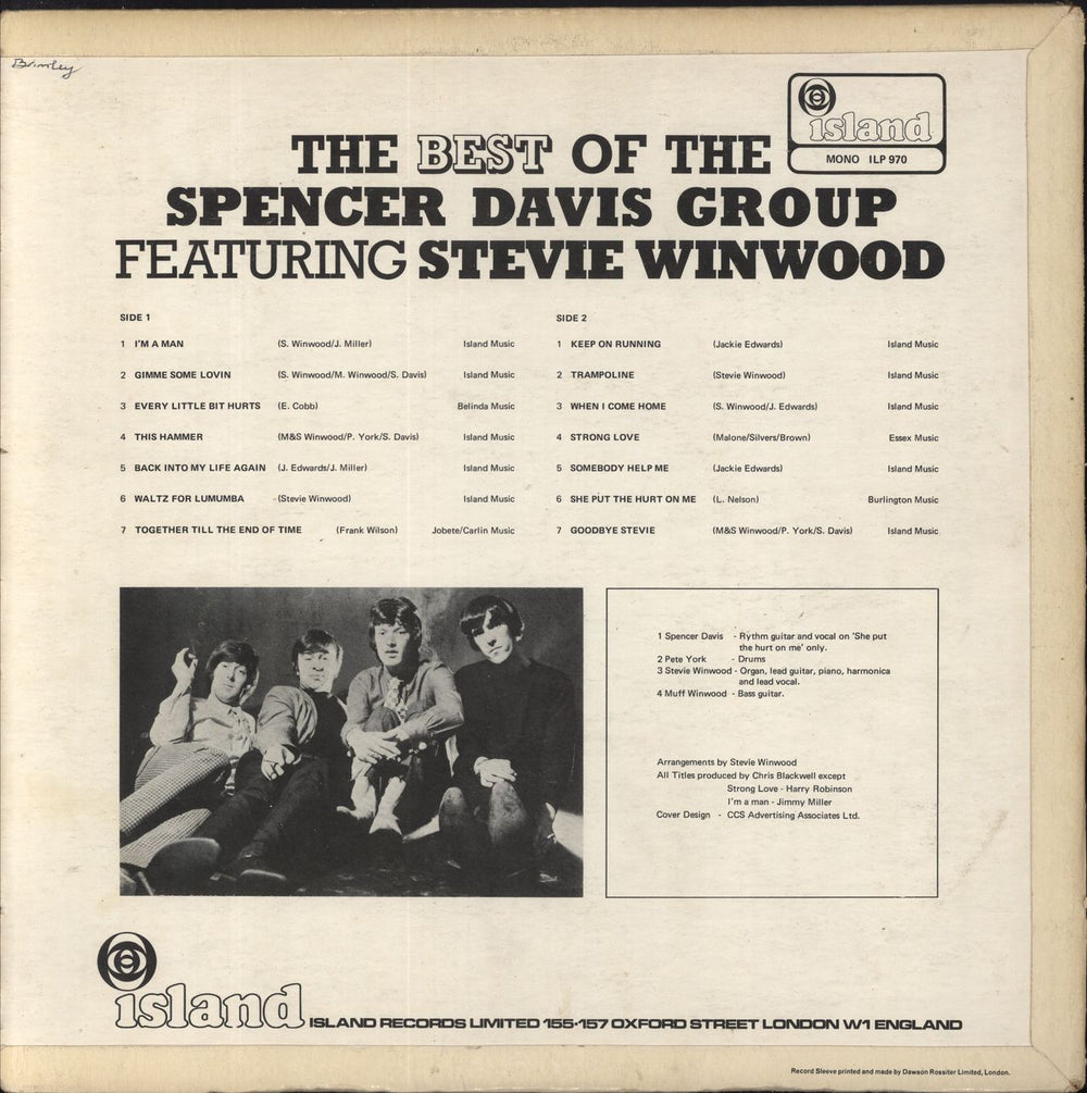 Spencer Davis Group The Best Of The Spencer Davis Group Featuring Steve Winwood - VG UK vinyl LP album (LP record)