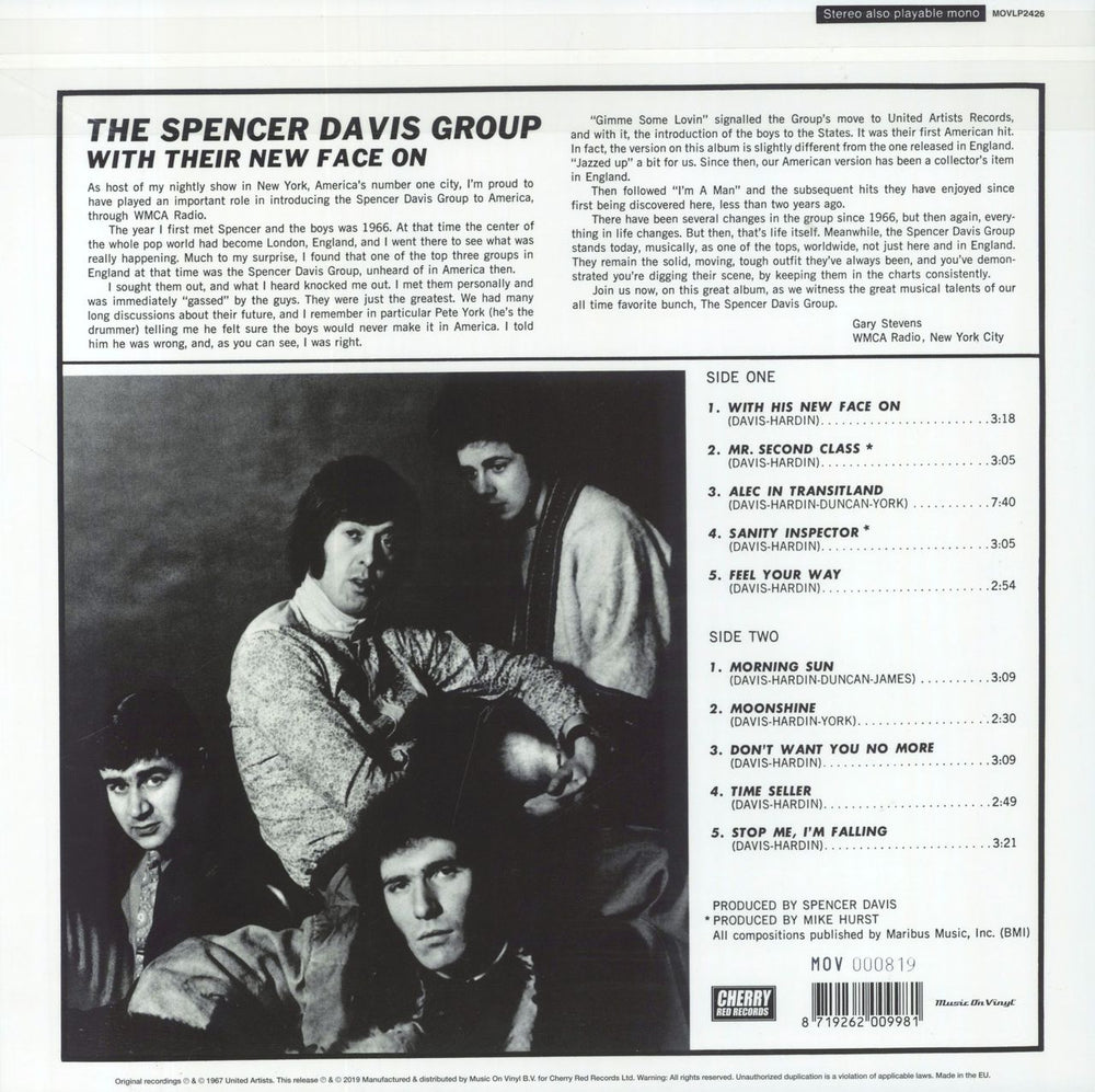 Spencer Davis Group With Their New Face On - Red Vinyl UK vinyl LP album (LP record) 8719262009981