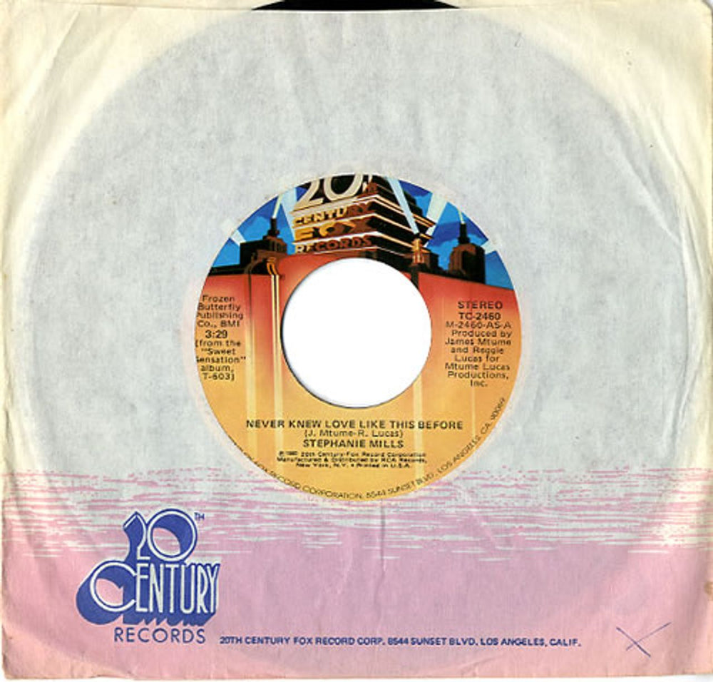 Stephanie Mills Never Knew Love Like This Before US 7" vinyl single (7 inch record / 45) TC-2460