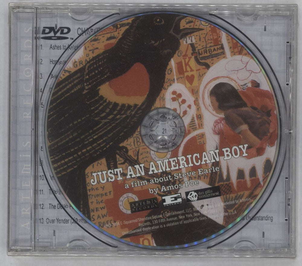 Steve Earle Just An American Boy US Promo DVD ARTDV-1