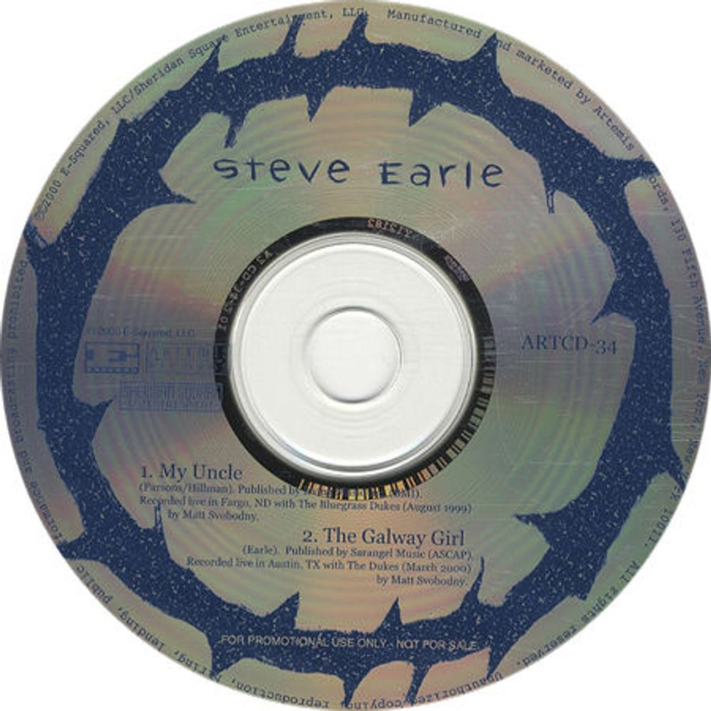 Steve Earle My Uncle US Promo CD single (CD5 / 5") ARTCD-34