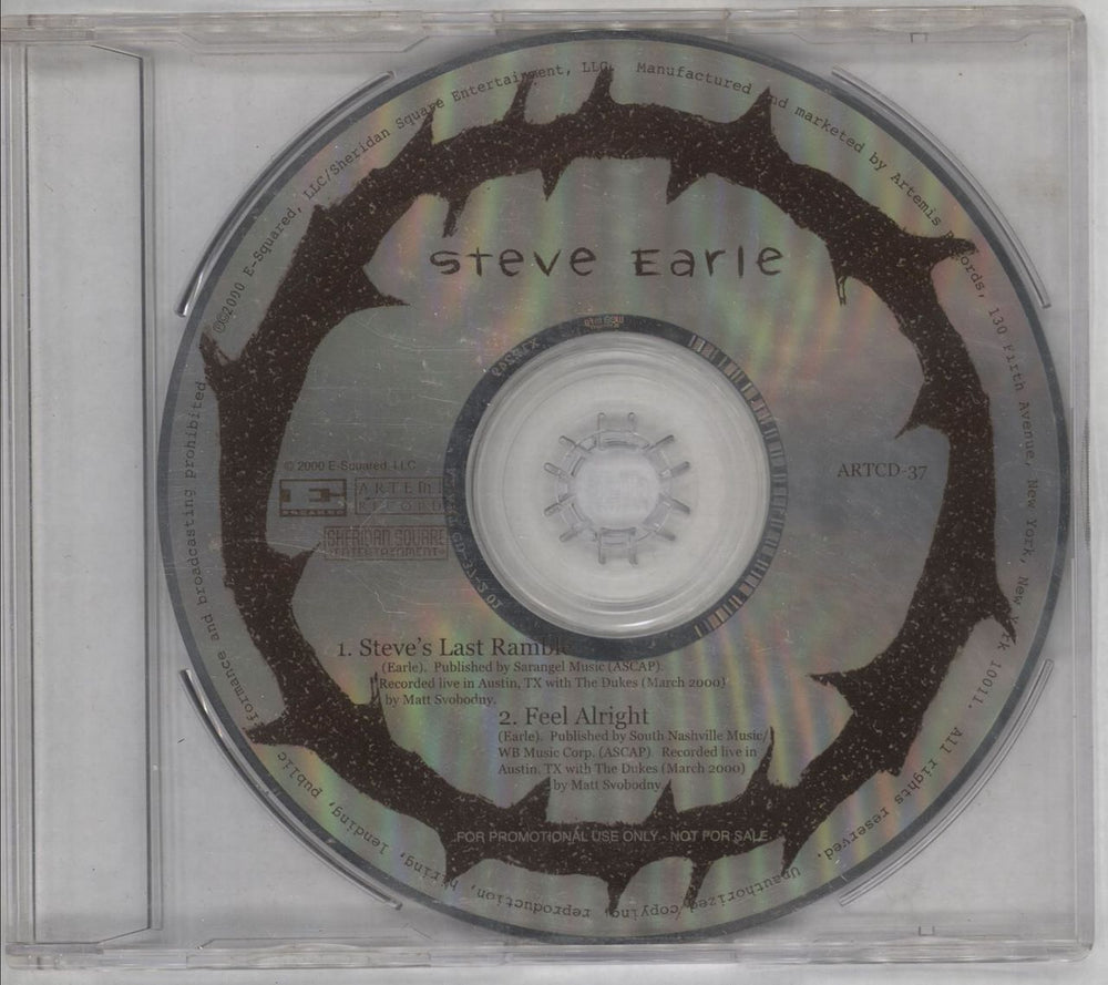 Steve Earle Steve's Last Ramble US Promo CD single (CD5 / 5") ARTCD-37