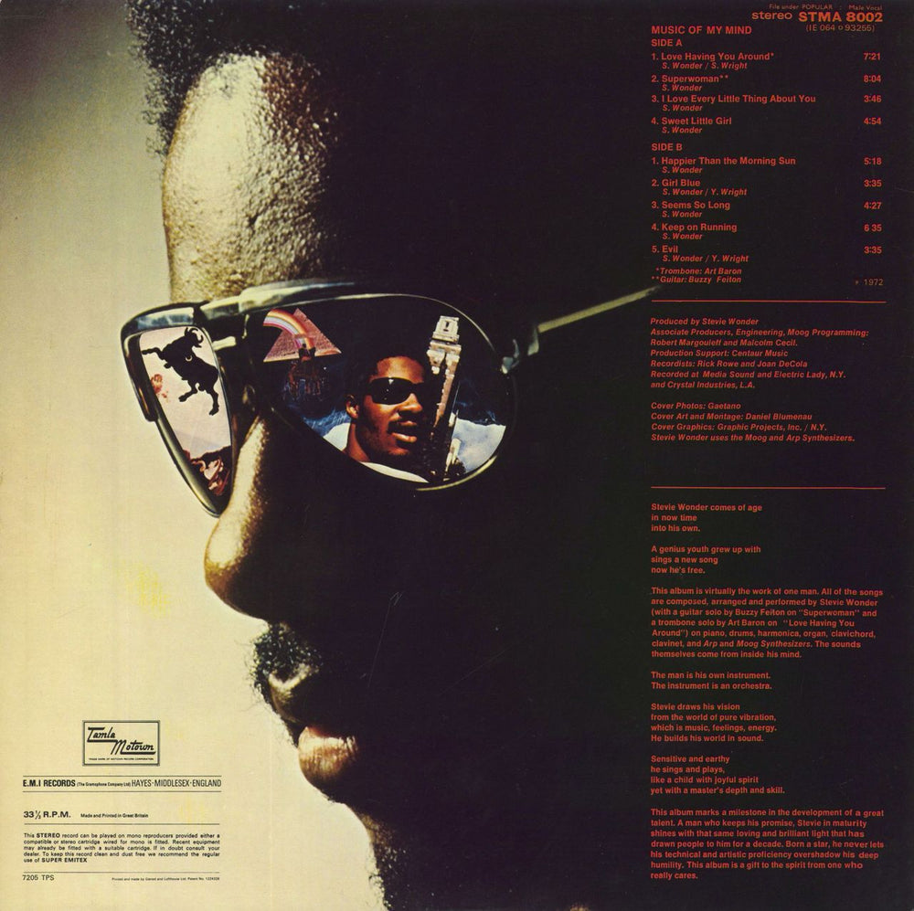 Stevie Wonder Music Of My Mind - matte p/s - EX UK vinyl LP album (LP record)