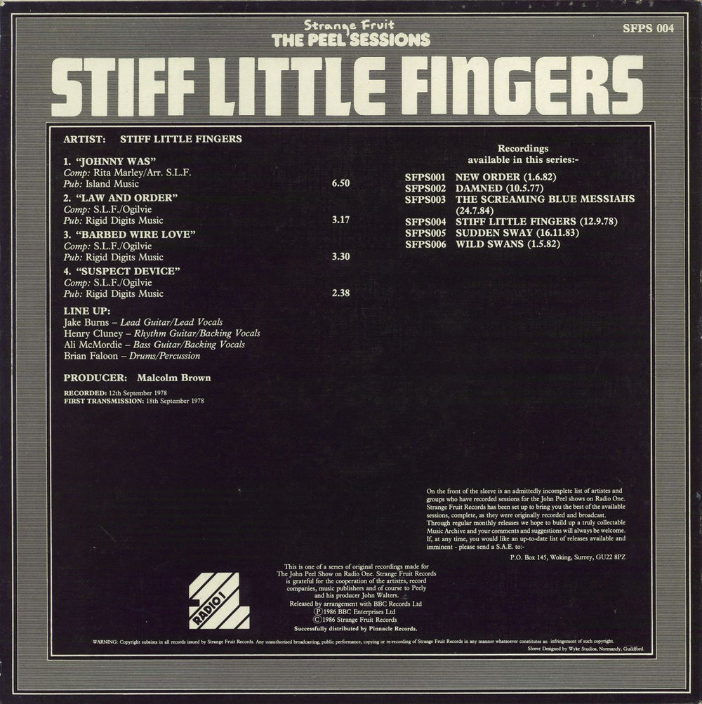 Stiff Little Fingers The Peel Sessions EP - EX UK 12" vinyl single (12 inch record / Maxi-single)