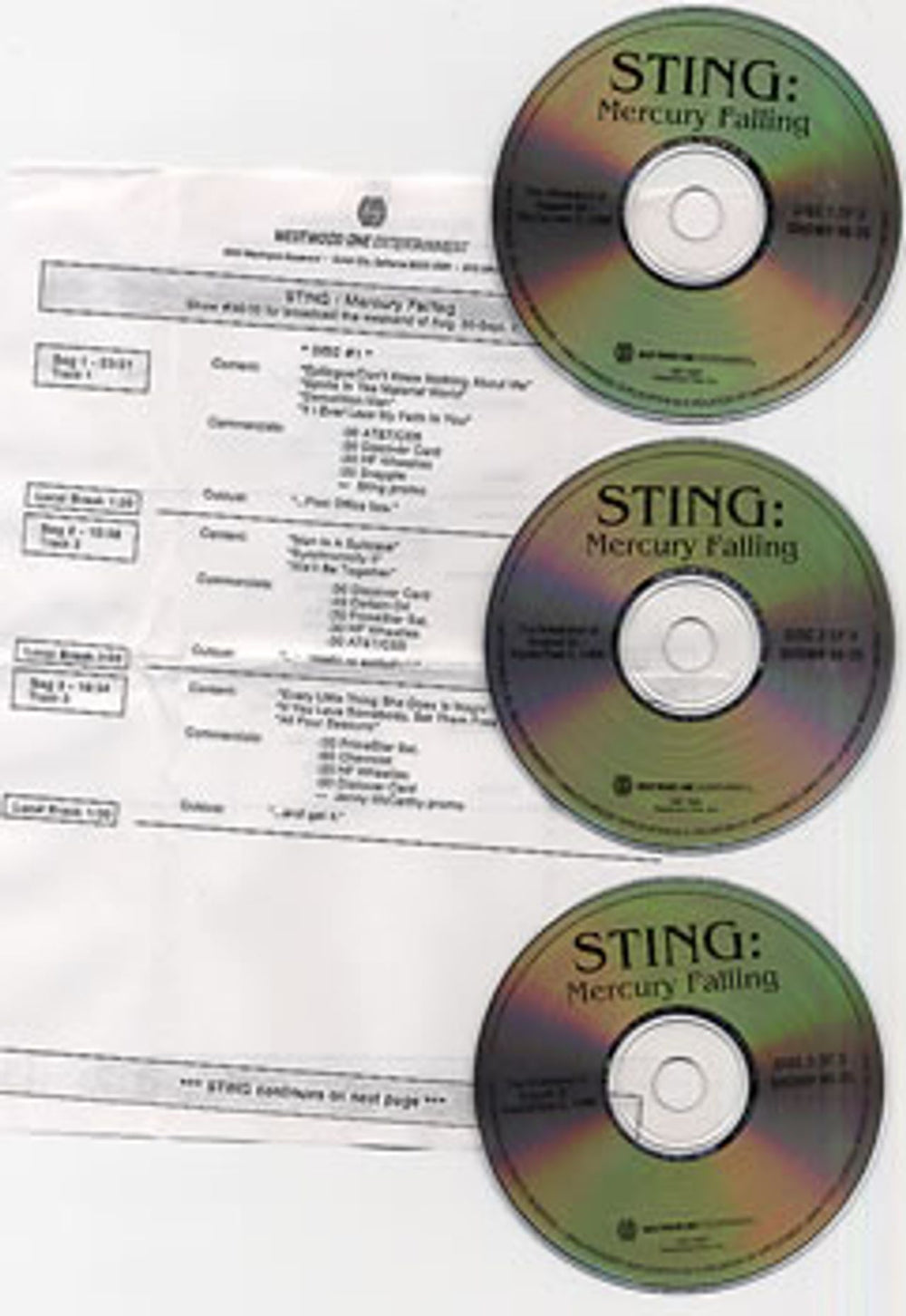 Sting Mercury Falling US 3-CD album set (Triple CD) #96-35