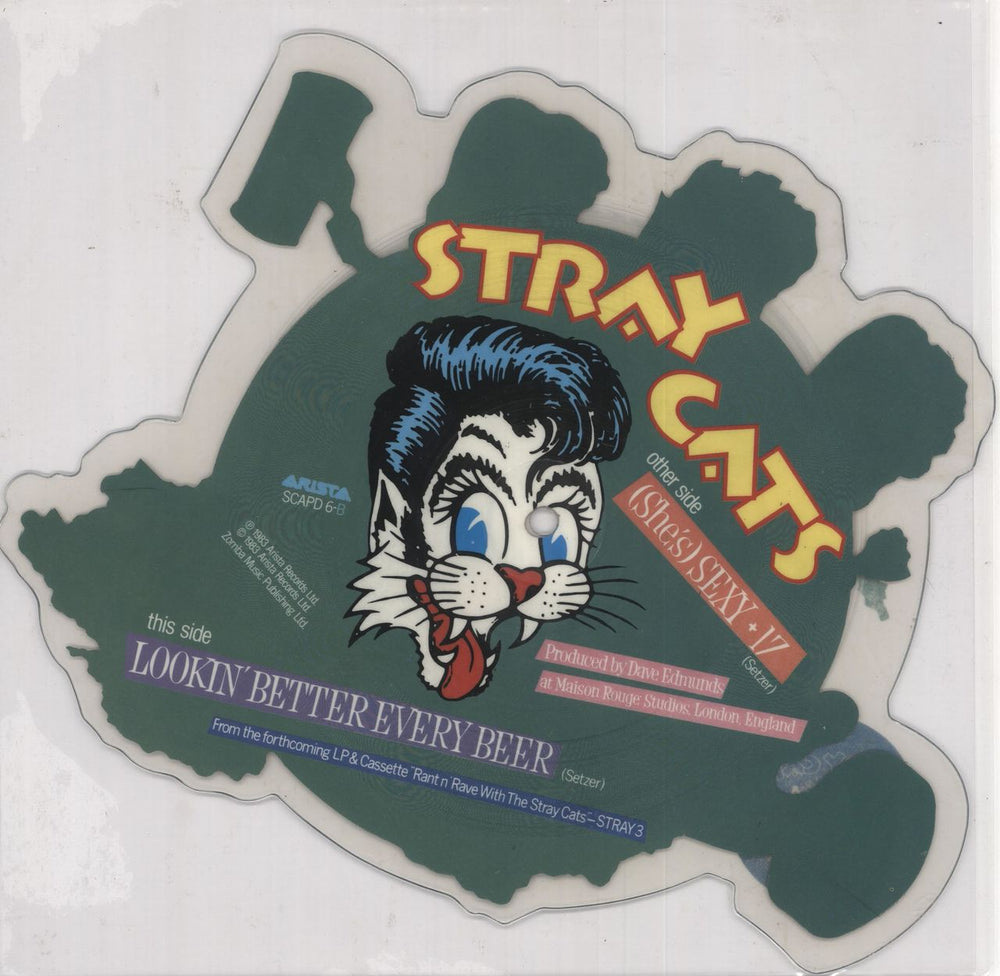 Stray Cats Sexy + 17 - Stickered UK shaped picture disc (picture disc vinyl record) SRYSHSE745250