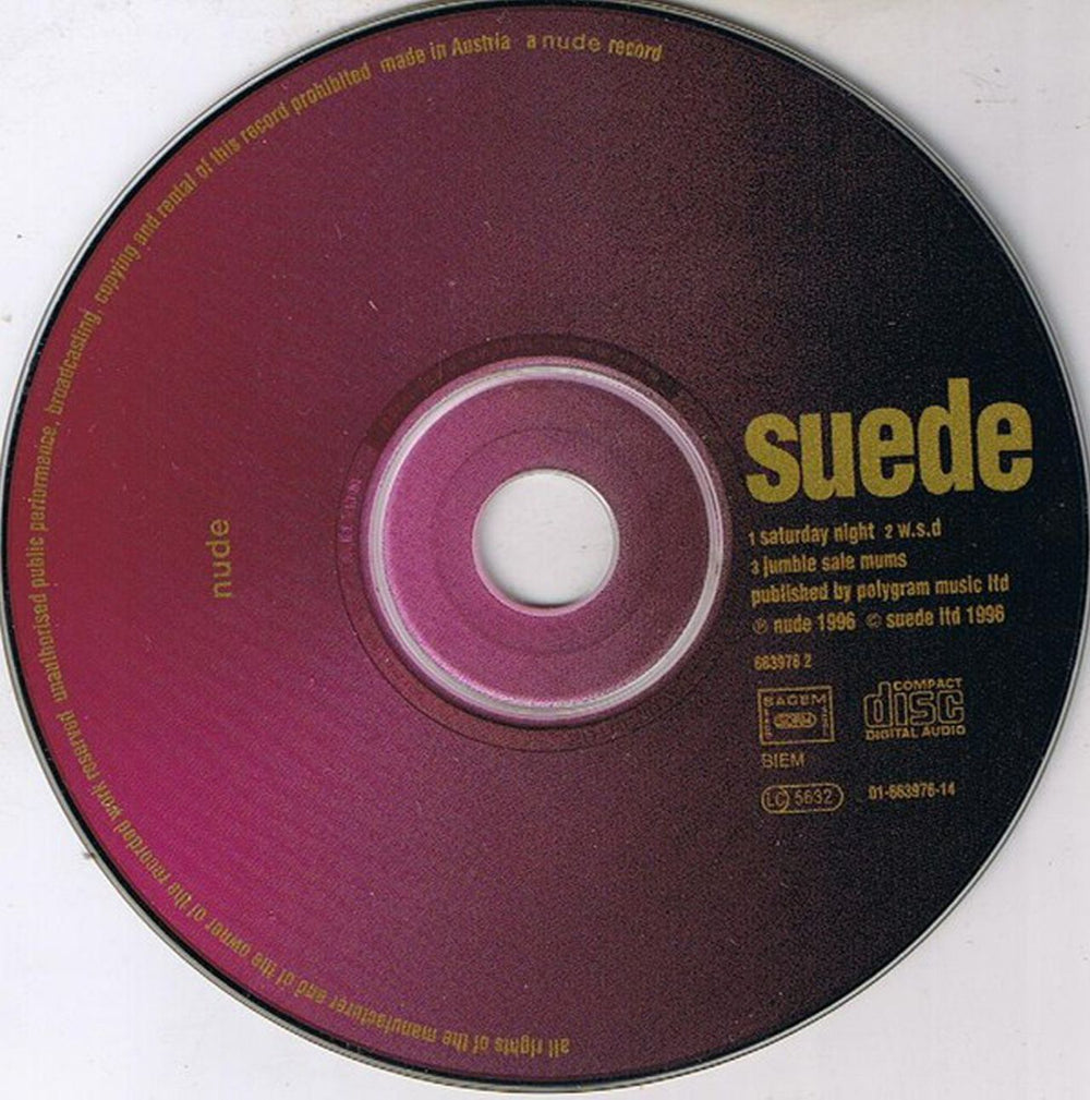 Suede Saturday Night Austrian CD single (CD5 / 5") SUEC5SA77136