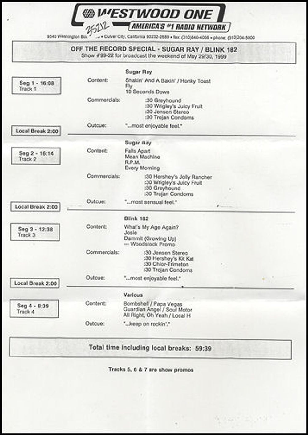 Sugar Ray Off The Record Special US CD album (CDLP) #99-22