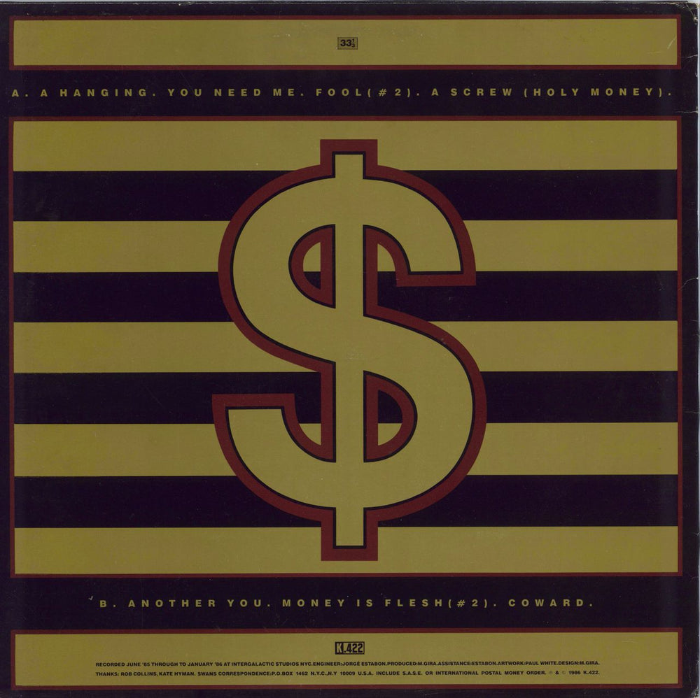 Swans Holy Money UK vinyl LP album (LP record)