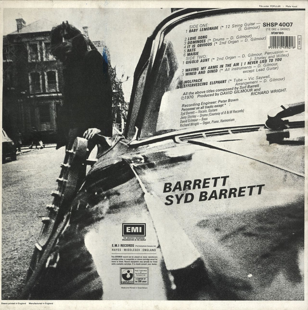 Syd Barrett Barrett - Black Harvest Label UK vinyl LP album (LP record)