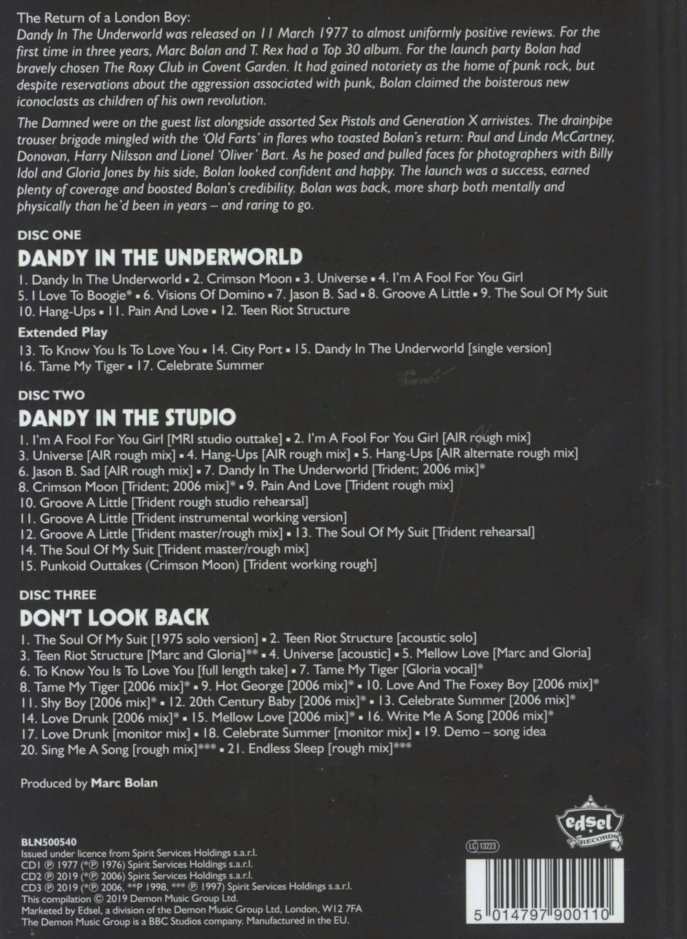 T-Rex / Tyrannosaurus Rex Dandy In The Underworld UK 3-CD album set (Triple CD) 5014797900110