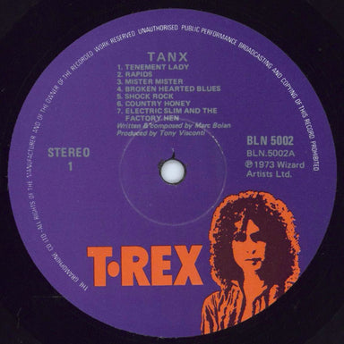 T-Rex / Tyrannosaurus Rex Tanx + Poster Australian Vinyl LP