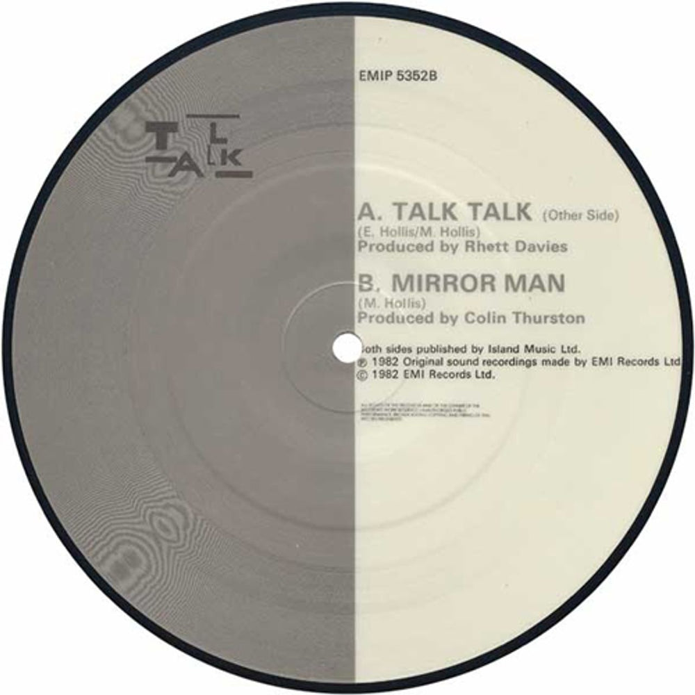 Talk Talk Talk Talk UK 7" vinyl picture disc (7 inch picture disc single) TTK7PTA58220