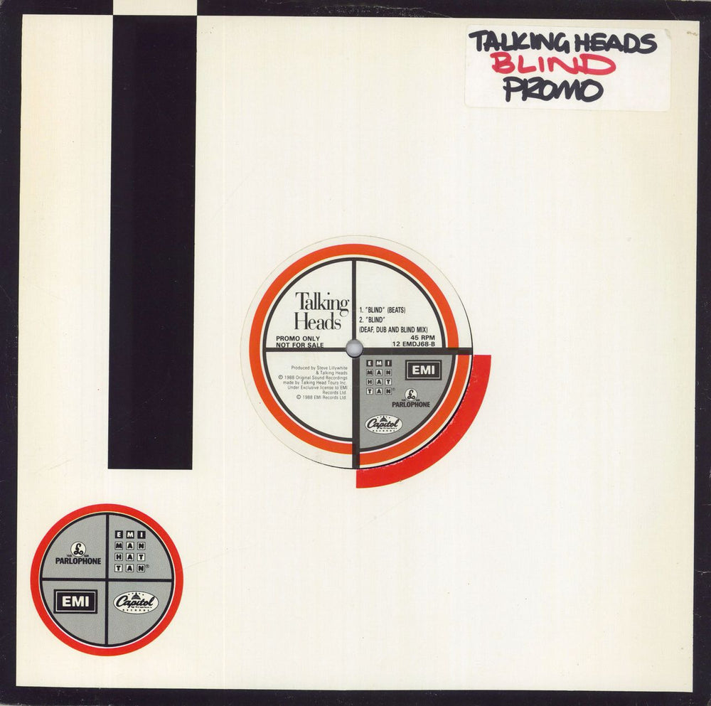 Talking Heads Blind UK Promo 12" vinyl single (12 inch record / Maxi-single) 12EMDJ68