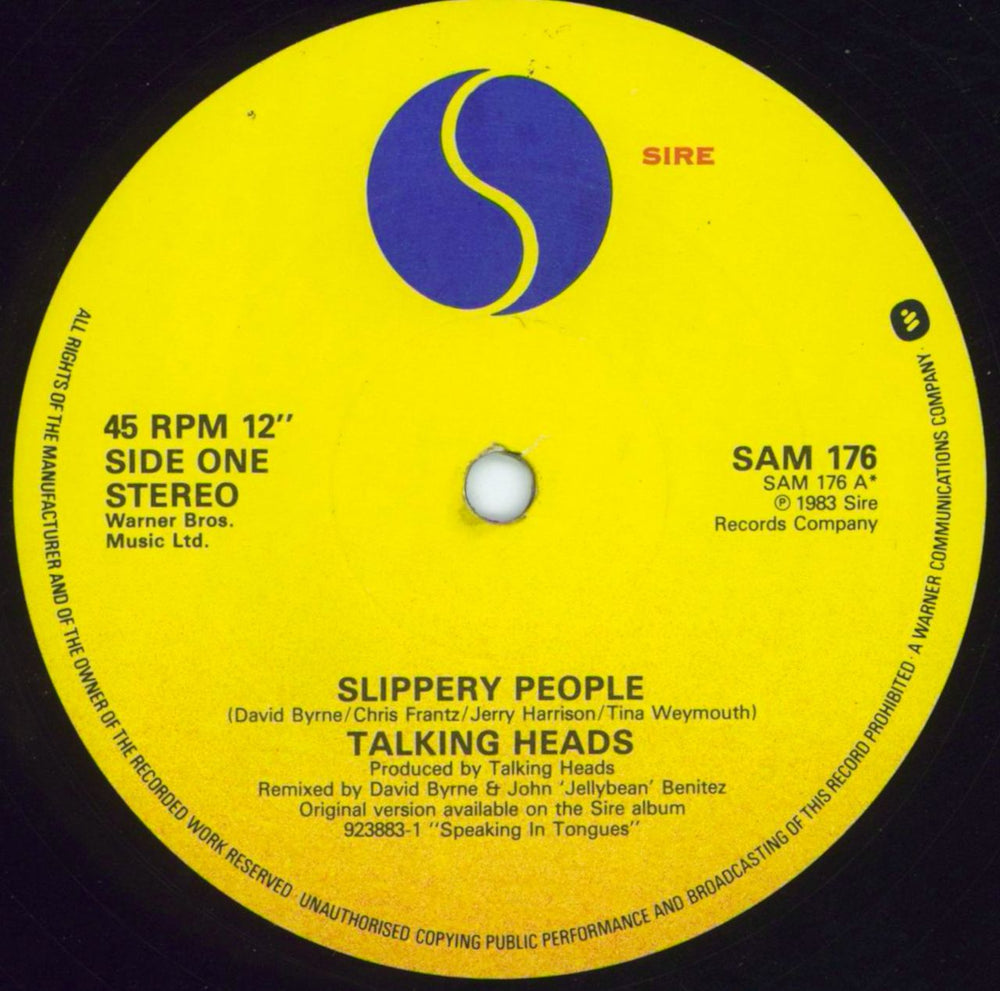 Talking Heads Slippery People - EX UK 12" vinyl single (12 inch record / Maxi-single) TAL12SL808349