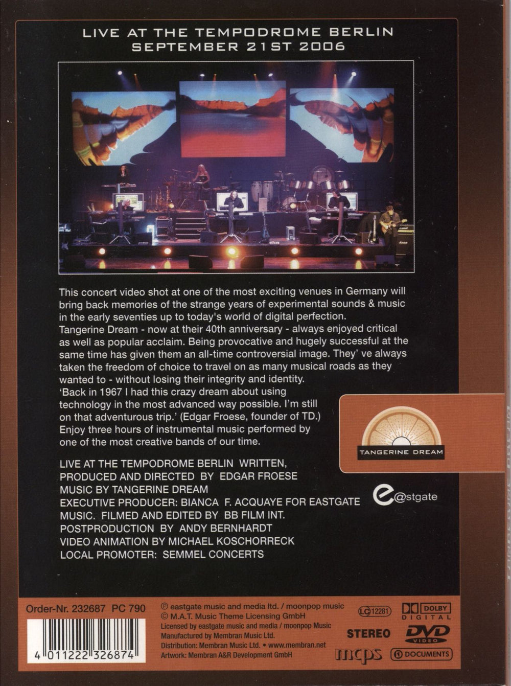 Tangerine Dream Live At The Tempodrome Berlin German DVD 4011222326874