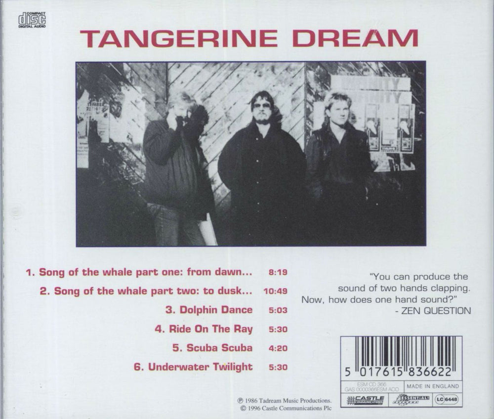 Tangerine Dream Underwater Sunlight UK CD album (CDLP) 5017615836622