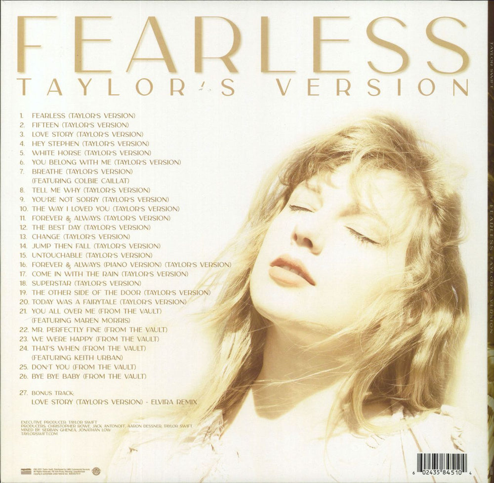Taylor Swift Fearless (Taylor's Version) - Gold Vinyl US 3-LP vinyl record set (Triple LP Album) 602435845104