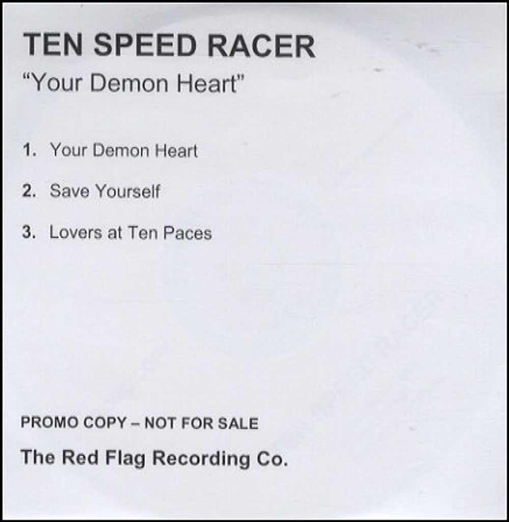 Ten Speed Racer Your Demon Heart UK Promo CD-R acetate CD-R ACETATE