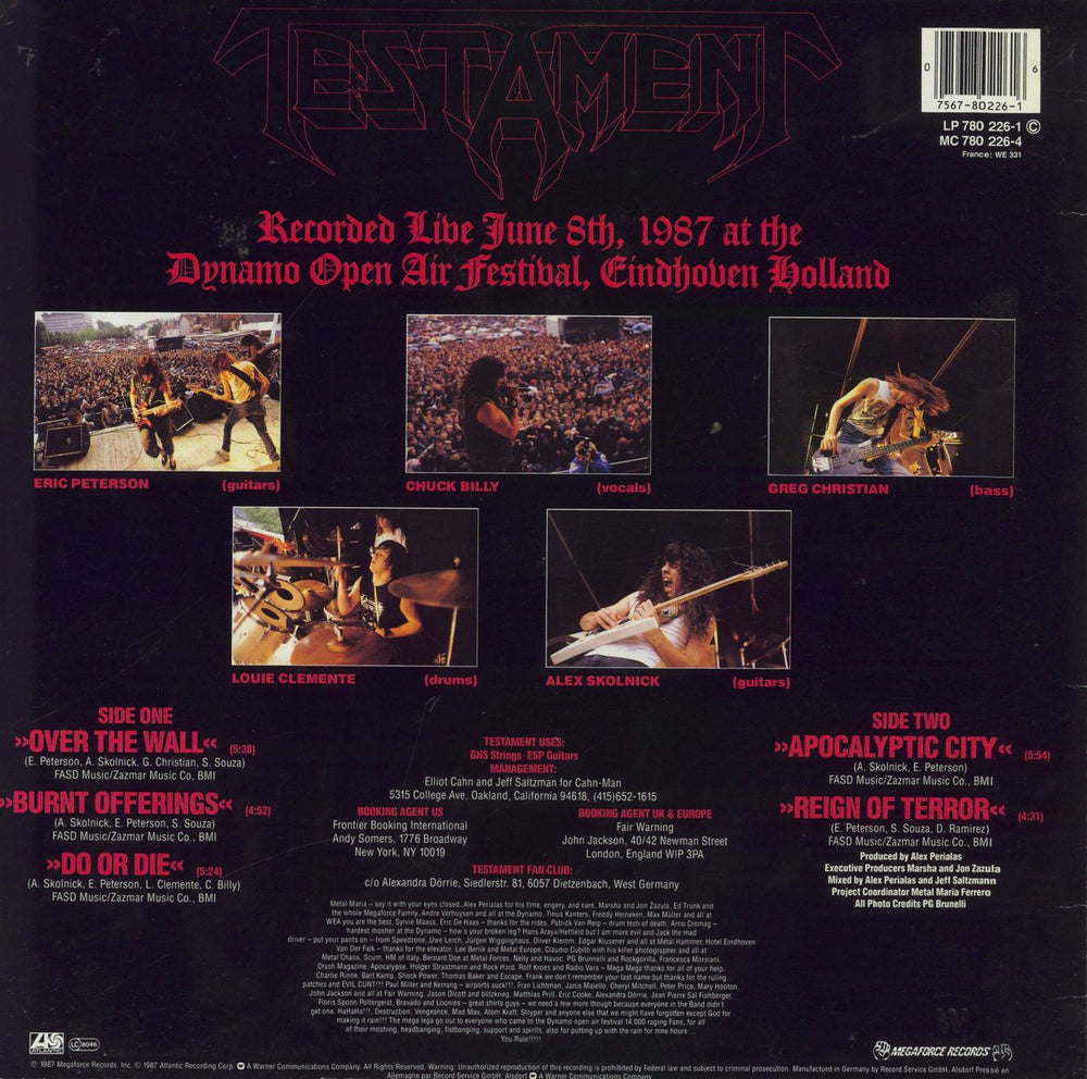 Testament Live At Eindhoven EP German vinyl LP album (LP record) 075678022616