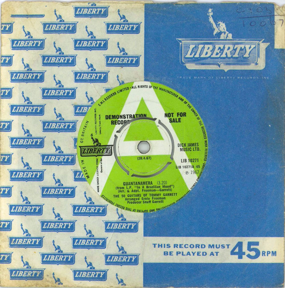 The 50 Guitars Of Tommy Garrett Guantanamera UK 7" vinyl single (7 inch record / 45) LBY10271