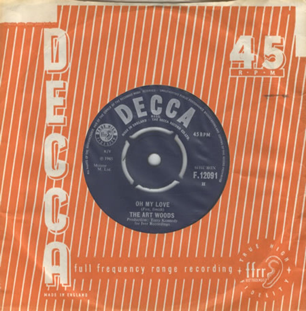The Artwoods Oh My Love UK 7" vinyl single (7 inch record / 45) F.12091