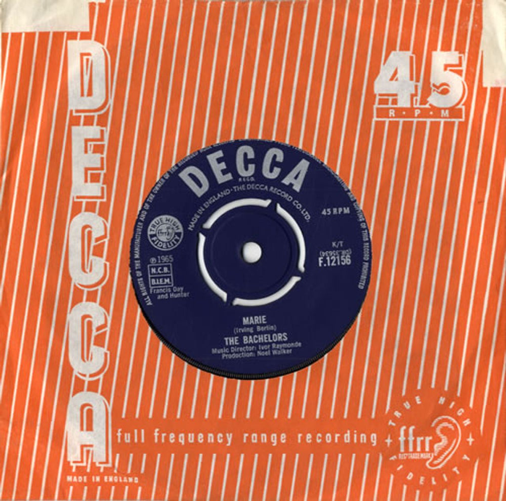 The Bachelors Marie UK 7" vinyl single (7 inch record / 45) F.12156