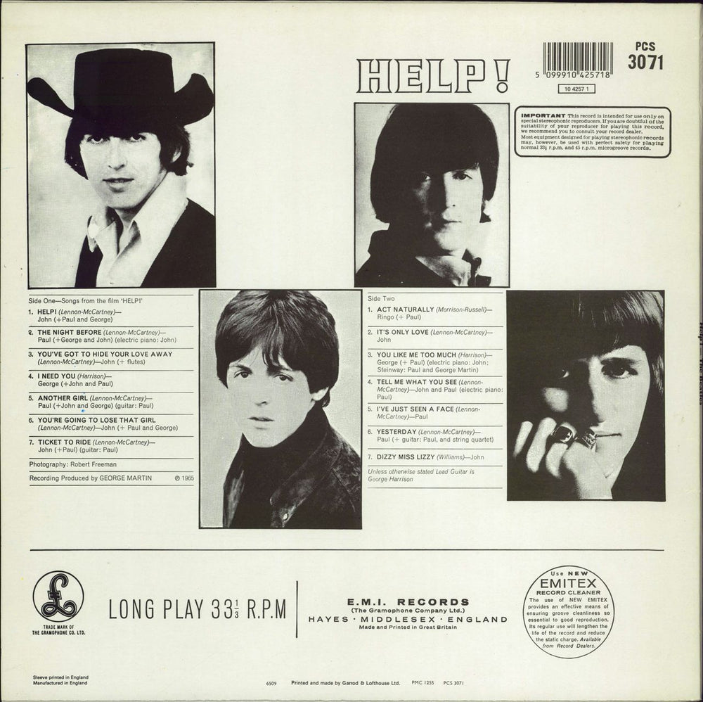 The Beatles Help! - barcoded UK vinyl LP album (LP record) 5099910425718