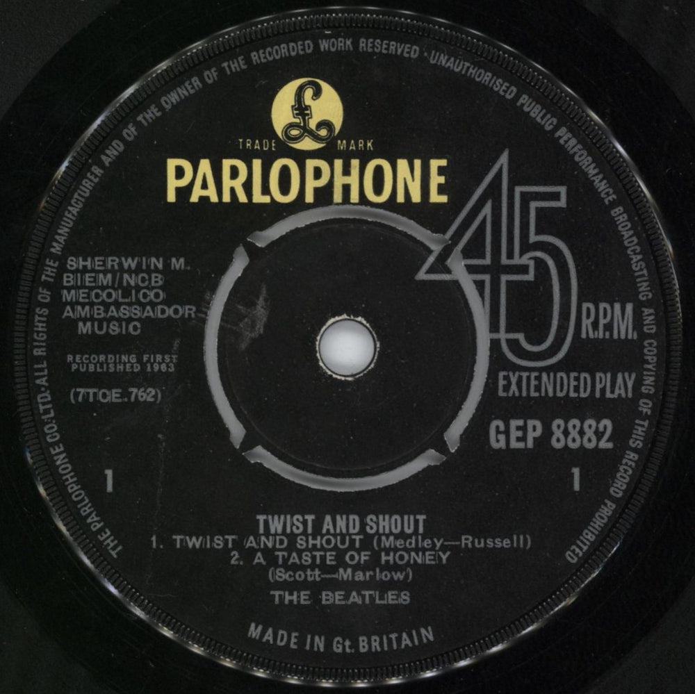 The Beatles Twist And Shout EP - 1st - WOS UK 7" vinyl single (7 inch record / 45) BTL07TW788787