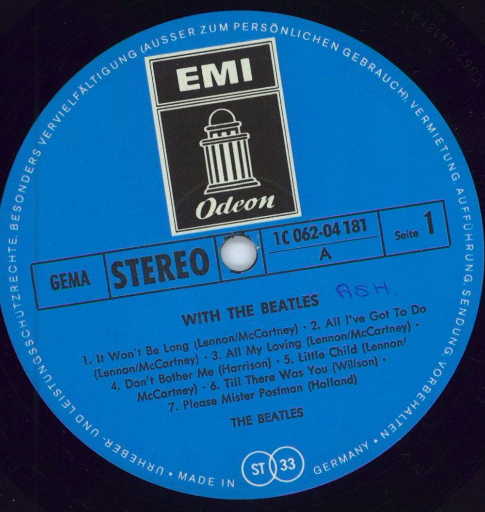 The Beatles With The Beatles - Dark Blue Label - Lam German vinyl LP album (LP record) BTLLPWI93616