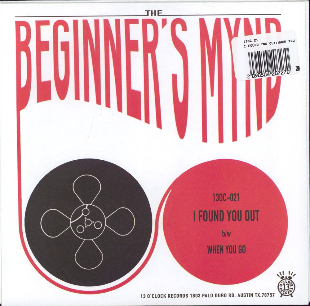 The Beginner's Mynd I Found You Out US 7" vinyl single (7 inch record / 45)