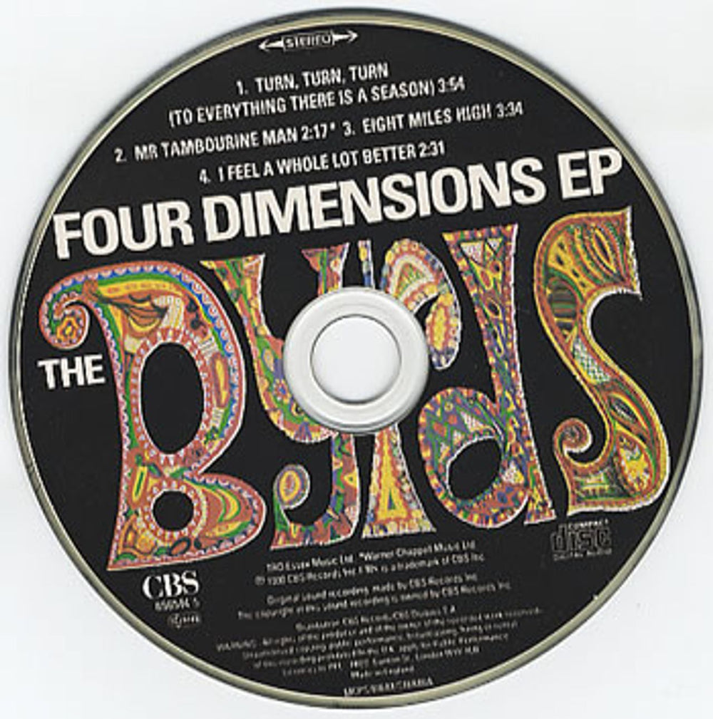 The Byrds Four Dimensions EP UK CD single (CD5 / 5") 6565445