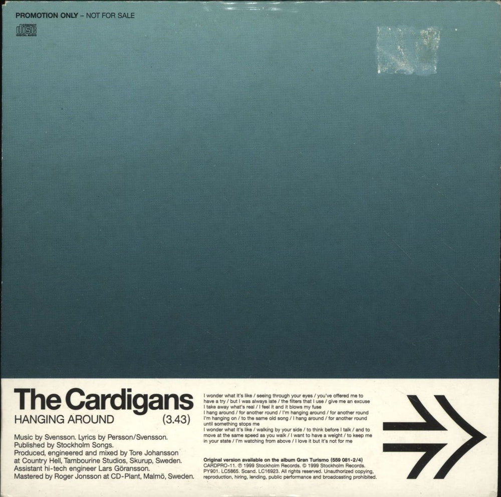 The Cardigans Hanging Around - Minimax UK Promo CD single (CD5 / 5") CARDPRO-11