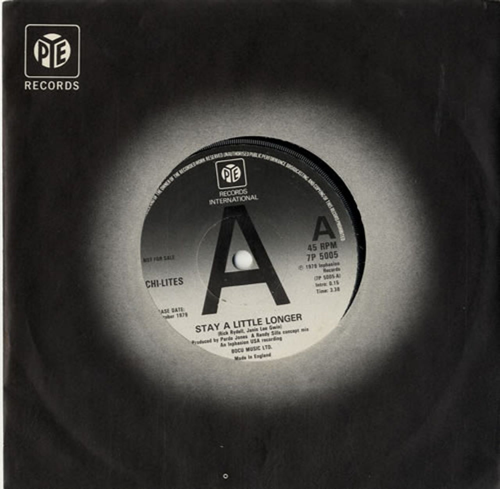 The Chi-Lites Stay A Little Longer UK Promo 7" vinyl single (7 inch record / 45) 7P5005