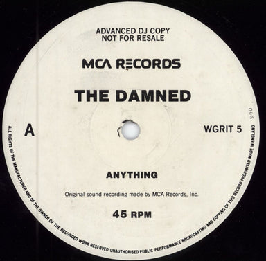 The Damned Anything UK Promo 12" vinyl single (12 inch record / Maxi-single) WGRIT5