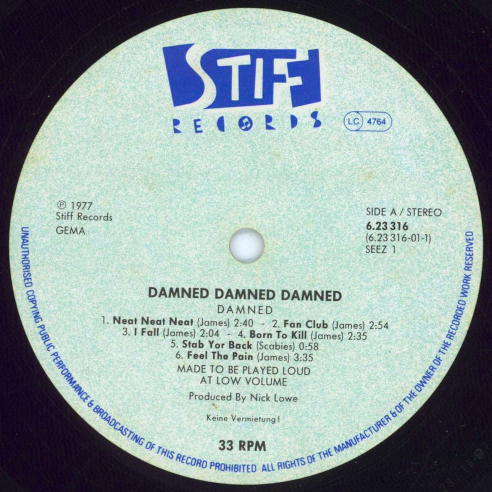 The Damned Damned Damned Damned German vinyl LP album (LP record)